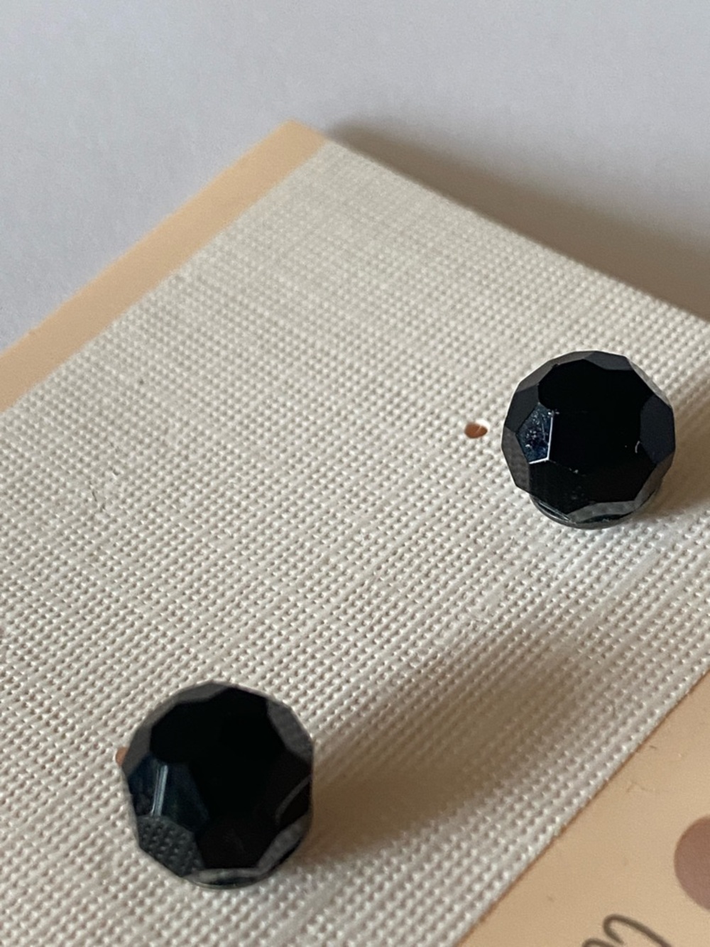 Black Faceted Round Stud pierced Earrings - Minimal Chic
